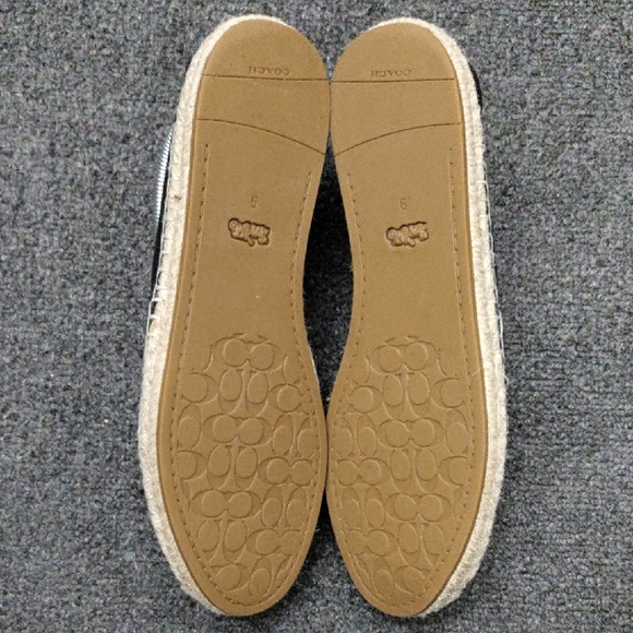 Coach "Carley" Signature Black Leather Espadrille Flats #C6763 - Picture 12 of 12